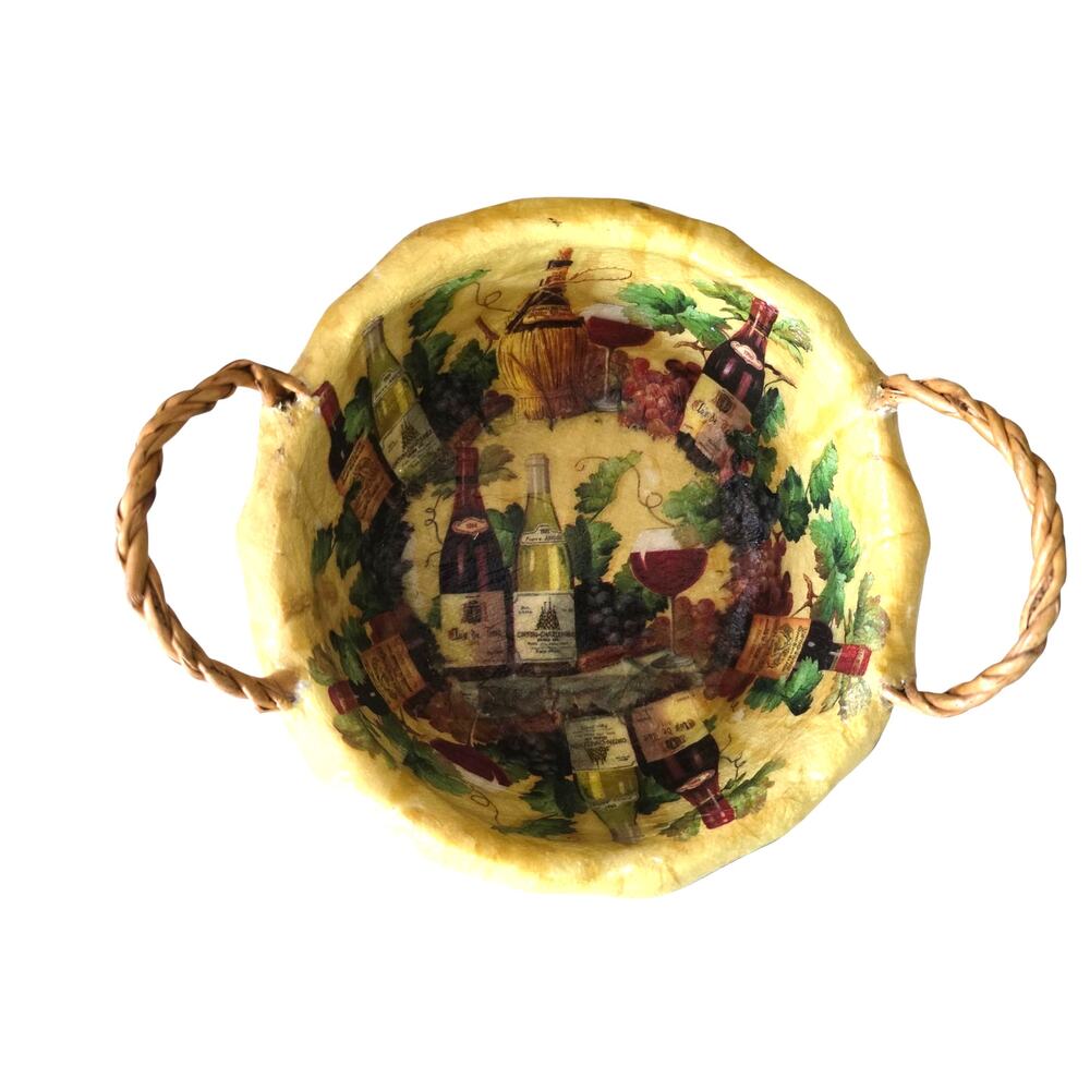 Unique Paper Mache'd Basket Tuscan Wine - Picture 5 of 5